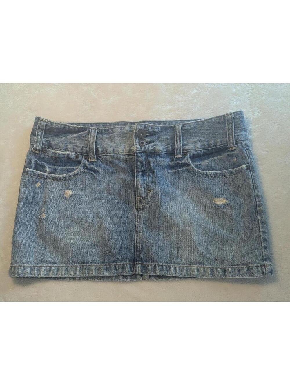 Y2K Distressed Denim Mini Skirt with Front Pockets